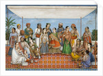 Group of dancing girls and musicians beneath a canopy by Unknown
