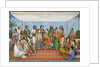 Group of dancing girls and musicians beneath a canopy by Unknown