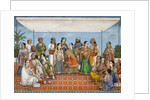 Group of dancing girls and musicians beneath a canopy by Unknown