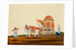 Bullock cart with domed canopy and purdah curtains by Unknown