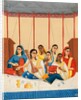 A party of seven female musicians seated under a canopy by Shiva Lal