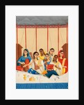 A party of seven female musicians seated under a canopy by Shiva Lal