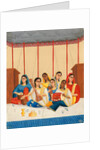 A party of seven female musicians seated under a canopy by Shiva Lal
