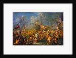 Anthony and Cleopatra at the battle of Actium by Johann Georg Platzer