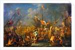 Anthony and Cleopatra at the battle of Actium by Johann Georg Platzer