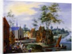 A Flemish Village with a River View by Peeter Gysels