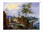 A Flemish Village with a River View by Peeter Gysels