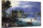 River  Scene with Boats and Figures by Jan Brueghel(the Elder)