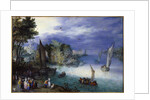 River  Scene with Boats and Figures by Jan Brueghel(the Elder)