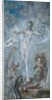 Standing female nude between a lion and a satyre by Alfred Gilbert
