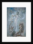 Standing female nude between a lion and a satyre by Alfred Gilbert