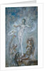 Standing female nude between a lion and a satyre by Alfred Gilbert