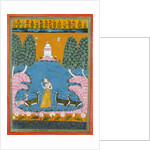 Lady by a stream playing the Vina to four deer. Rajasthan, India, 1680 by Unknown