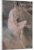 Study from the Nude Female seated on a bank by William Etty