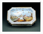 Box depicting peakcocks by Unknown