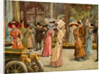 Men and women outside the entrance of Harrods. London, early 1900s century by Unknown