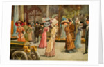 Men and women outside the entrance of Harrods. London, early 1900s century by Unknown