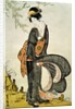 A Beauty Bothered by the Wind under a Willow by Utagawa Toyohiro