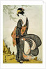 A Beauty Bothered by the Wind under a Willow by Utagawa Toyohiro