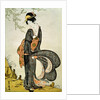 A Beauty Bothered by the Wind under a Willow by Utagawa Toyohiro