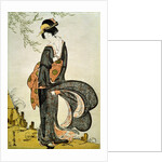 A Beauty Bothered by the Wind under a Willow by Utagawa Toyohiro