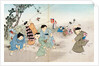 Boys playing with spinning tops & flying kites. Tokyo, Japan, 20th century by Anonymous
