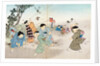 Boys playing with spinning tops & flying kites. Tokyo, Japan, 20th century by Anonymous