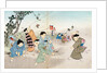 Boys playing with spinning tops & flying kites. Tokyo, Japan, 20th century by Anonymous