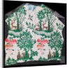 Dress fabric with deer, trees, house and grapes motifs by Unknown
