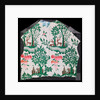 Dress fabric with deer, trees, house and grapes motifs by Unknown