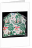 Dress fabric with deer, trees, house and grapes motifs by Unknown