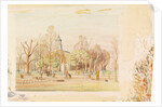 Holy Trinity Church and the new Allotments, Clapham Common, London by Stanley Roy Badmin