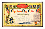 Christmas Day Gifts Certificate issued by the Overseas Club by Unknown