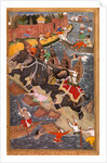 Akbar's adventures with the elephant Hawai by Basawan
