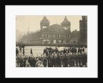 Mourners and a horse's carriage transporting The Right Hon. W E Gladstone's coffin at Westminster Abbey by S.B. Bolas