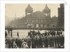 Mourners and a horse's carriage transporting The Right Hon. W E Gladstone's coffin at Westminster Abbey by S.B. Bolas