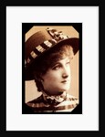 Maude Branscombe wearing a straw hat and matching dress by Unknown