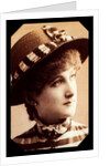 Maude Branscombe wearing a straw hat and matching dress by Unknown