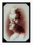 Belle Bilton wearing an ornate hat by Alexander Bassano