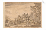 Archimago personating the Redcross knight is overthrown by Sans Loy who kills Unas Trusty Lyon by William Kent