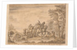 Archimago personating the Redcross knight is overthrown by Sans Loy who kills Unas Trusty Lyon by William Kent