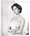 Princess Margaret in a formal one-shouldered evening dress by Cecil Beaton