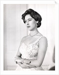 Princess Margaret in a formal one-shouldered evening dress by Cecil Beaton