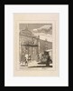 Etching depicting William Kent on top of the gate flanked by Raphael and Michelangelo by William Hogarth
