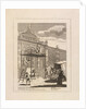 Etching depicting William Kent on top of the gate flanked by Raphael and Michelangelo by William Hogarth