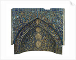 Section of a mihrab with floral ornament and Arabic inscriptions in relief by Unknown