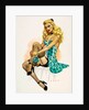 Pin-up girl seated on a bed in stockings and slip by Wilfrid R. Addey