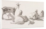 Goat herd and two men by Johan Jakob Biedermann