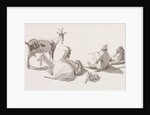 Goat herd and two men by Johan Jakob Biedermann