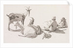 Goat herd and two men by Johan Jakob Biedermann